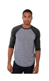 2-Pack Triblend Raglan Baseball Shirts Gray or Black Body Made in USA 20060