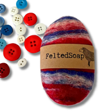 2-Pack Felted Soap AMERICANA Blended with Red White & Blue Made in USA