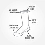New: 3-Pack Black Organic Cotton Cushion Crew Socks Made in USA
