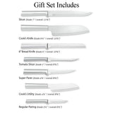 8-Piece Knive Set Including USA Oak Base Made in USA