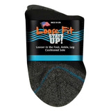 6-Pack Loose Fit Stays Up Cotton Casual Quarter Socks Made in USA by Extra Wide Socks