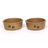 ROUND PRINTS SMALL GO GREEN EARTHWARE PET DISH SET by Emerson Creek Pottery Made in USA